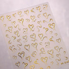Metal Style Nail Art Stickers Love Heart Valentine's Day Adhesive Sticker Decals M540