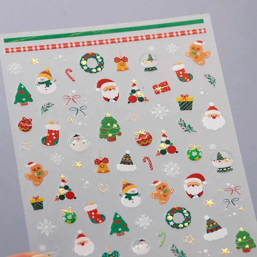 Christmas Tree Nail Art Stickers Adhesive Embossed Snowflake Sticker Decals M763