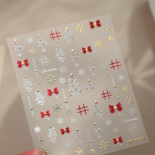 Christmas Nail Stickers | Xmas Tree Snowflake Bow Nail Art Decals M819