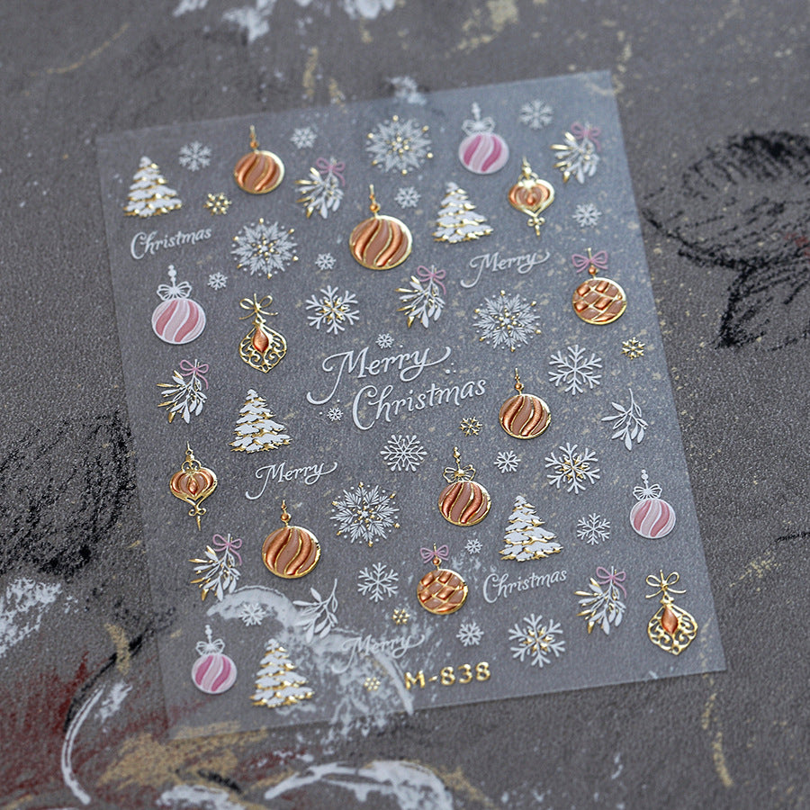 Santa Clause Nail Art Stickers 5D Christmas Reindeer Sticker Decals 