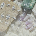 Bow Pearl Rhinestone Nail Stickers – Pre-Arranged Self-Adhesive Nail Gems MD045/046/047
