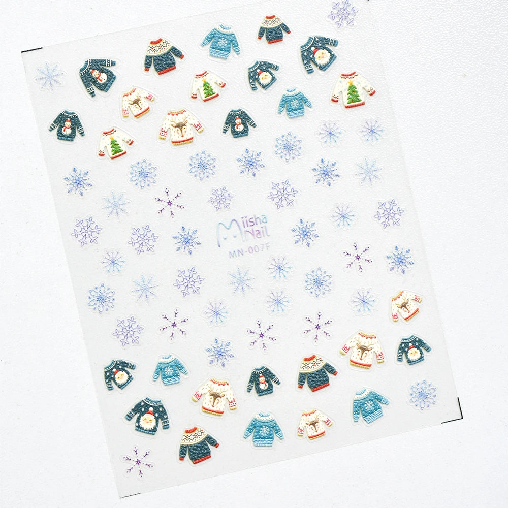 5D Christmas Nail Stickers – Santa, Reindeer & Gingerbread Designs