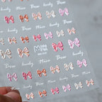 Bow Tie Nail Art Stickers Adhesive Embossed Pink Bow Sticker Decals MN016F embossed