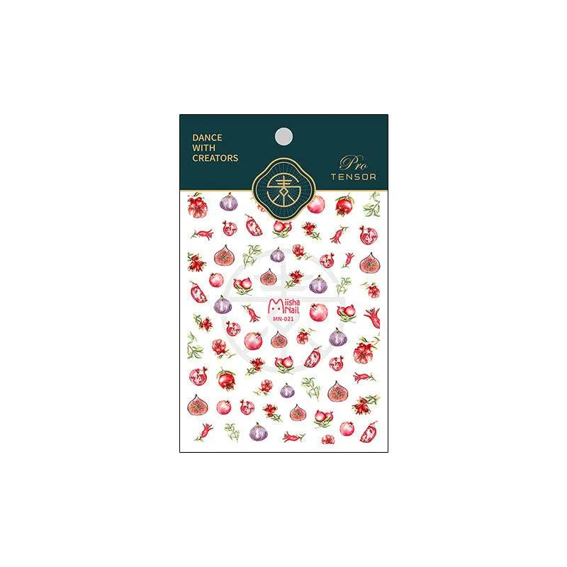 Garnet Flower Nail Art Stickers Adhesive Slider Garnet Fruit Sticker Decals MN021