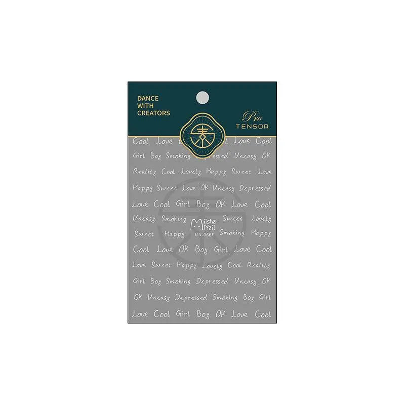 Nail Art Stickers Adhesive Slider Letter Words Sticker Decals MN066 embossed