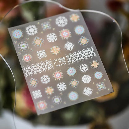 Nail Art Stickers Adhesive Slider Embossed Bohemia Style Sticker Decals MN177F embossed
