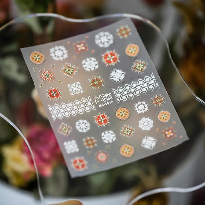 Nail Art Stickers Adhesive Slider Embossed Bohemia Style Sticker Decals MN181F embossed