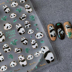 Cute Panda Nail Art Stickers 3D Adhesive Slider Panda Bamboo Sticker Decals MN242