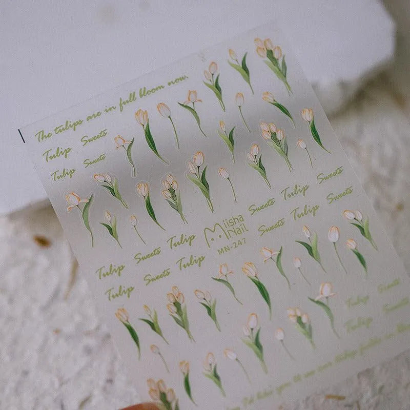 Tulip Nail Art Stickers Tulip Flower Adhesive Sticker Decals MN247