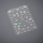 3D White Flower Tail Nail Stickers – Ultra-Thin Aurora Light Nail Art Decals 