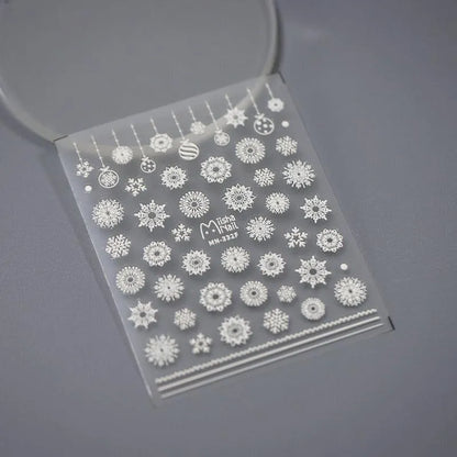 Snowflake Nail Art Stickers Winter Xmas Snow Adhesive Sticker Decals MN332F embossed