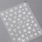  White Snowflake Nail Art Stickers Adhesive Embossed Winter Snow Sticker Decals MN348