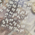 5D Polka Dots Bow Nail Stickers - Shell Light Coquette Pearl Ribbon Decals