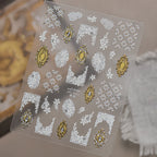 Vintage Baroque & White Lace 3D Embossed Nail Art Stickers 1023