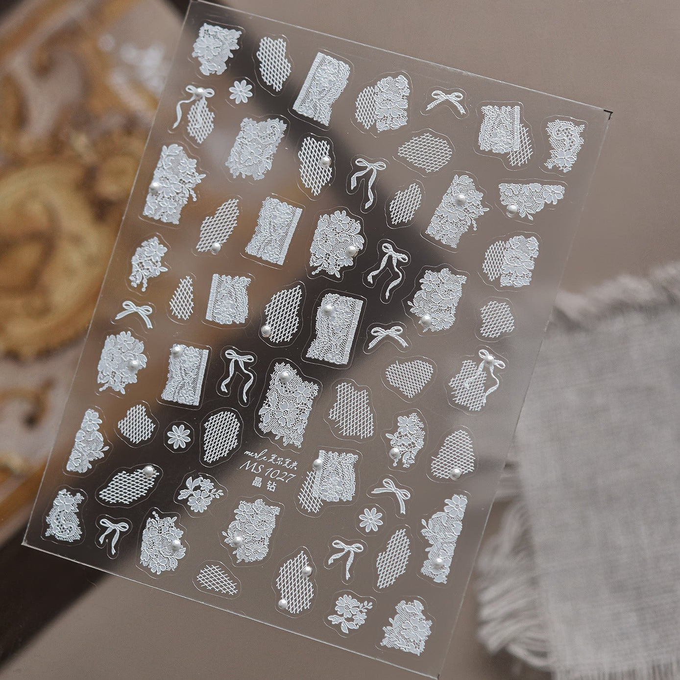 Vintage Baroque & White Lace 3D Embossed Nail Art Stickers 1023