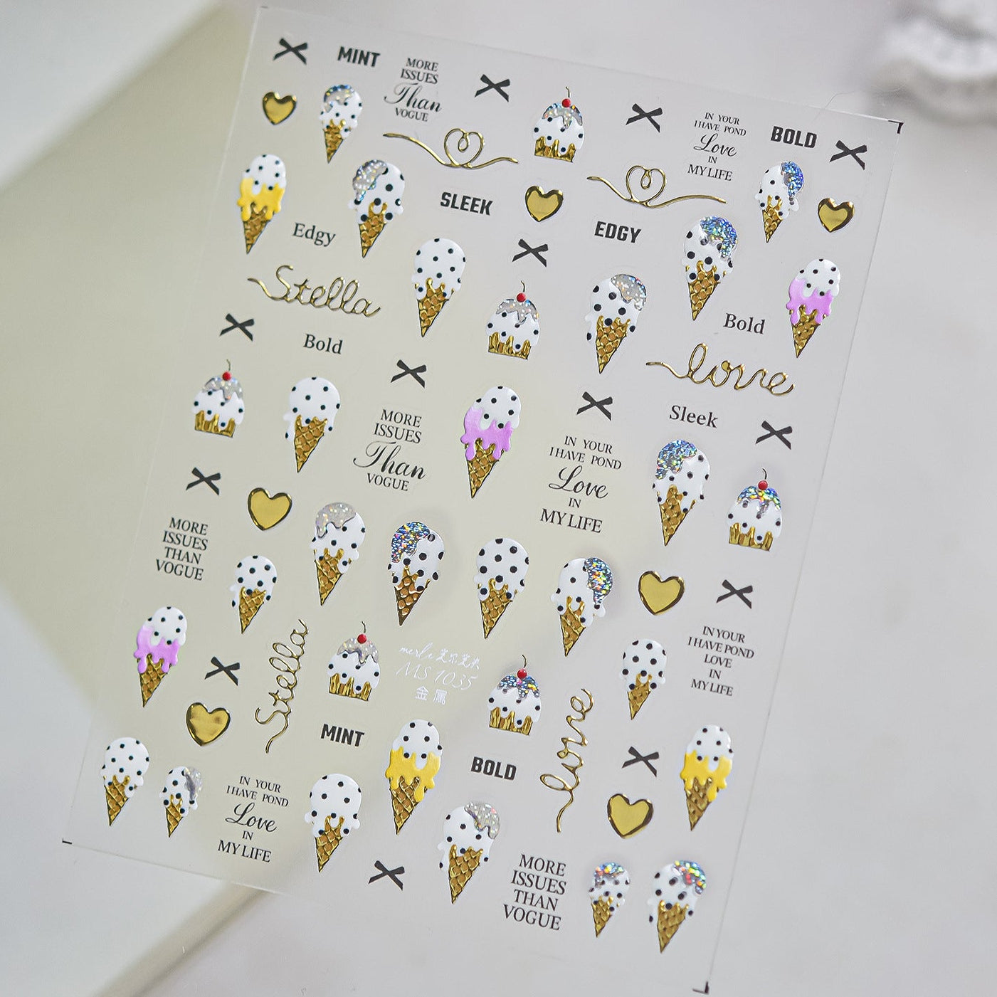 3D Summer Ice Cream & Tropical Nail Stickers - Kawaii Dessert Decals 1034