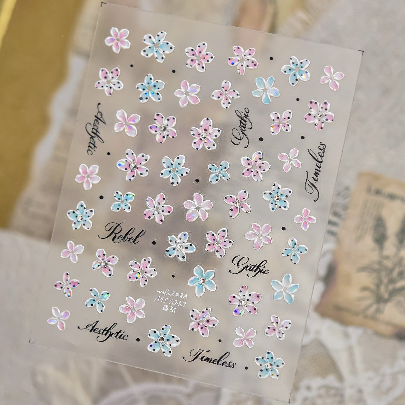 3D Tropical Flower Nail Stickers - Summer Hibiscus & Lily Decals 5958
