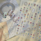 Boho 3D Gemstone & Pearl Nail Stickers 1048