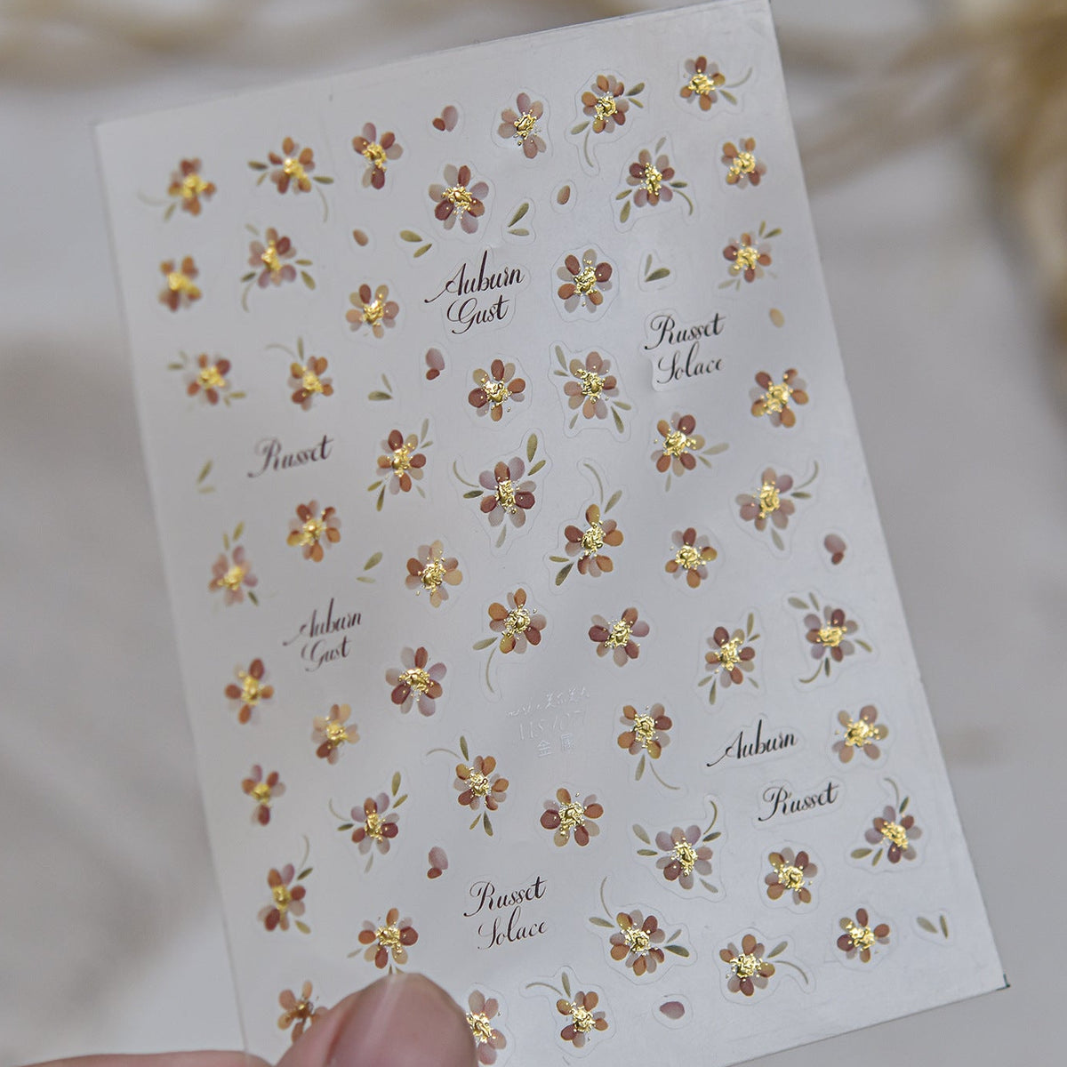 Metal Gold Floral Nail Sticker Decals 1073