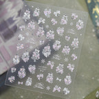 3D Luxury Christmas Nail Stickers - Elegant Bows, Pearls, Snowflakes Series 