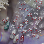 Christmas Tree & Bow Pearl Nail Stickers 
