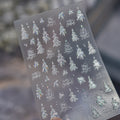 Metallic Christmas Nail Stickers Silver Xmas Tree Snowflake Decals 1104
