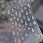 Metallic Christmas Nail Stickers Silver Xmas Tree Snowflake Decals 1104