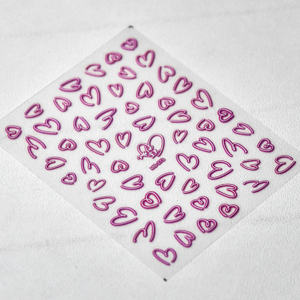 Neon Love Heart Nail Art Stickers Hollow Decals for Valentine's Day