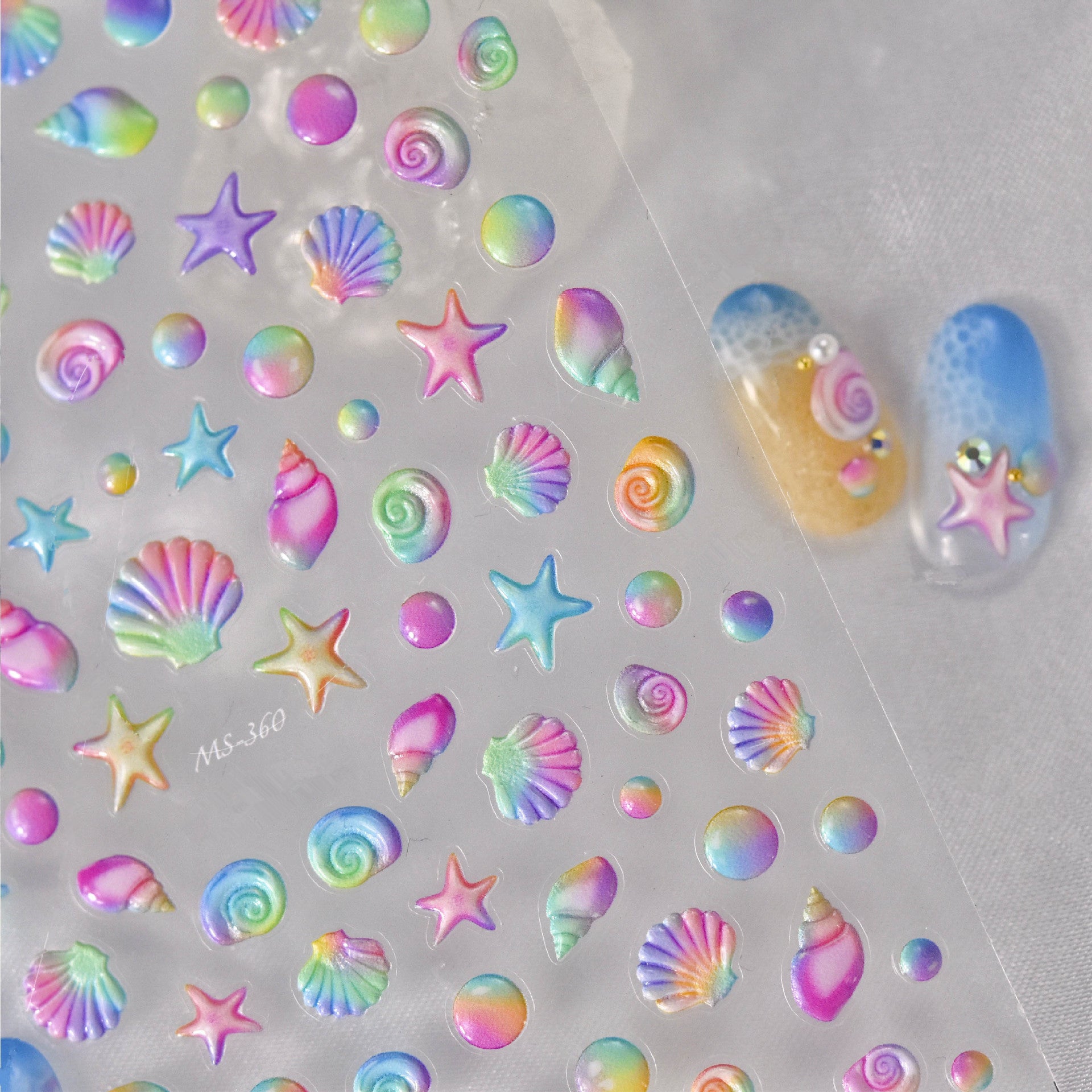 Colorful Shell Nail Art Stickers Adhesive Sea Conch Embossed Sticker Decals