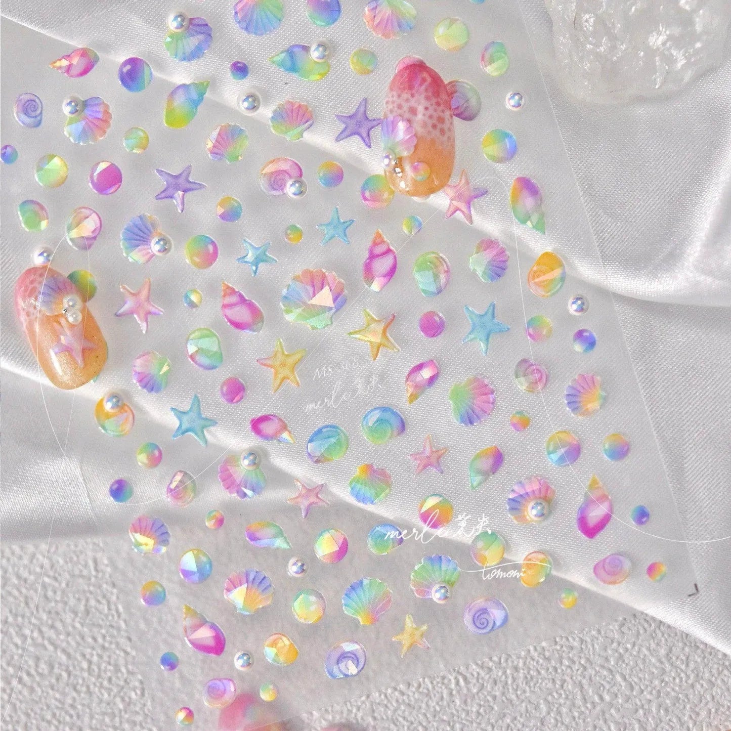 Colorful Shell Nail Art Stickers Adhesive Sea Conch Embossed Sticker Decals MS368
