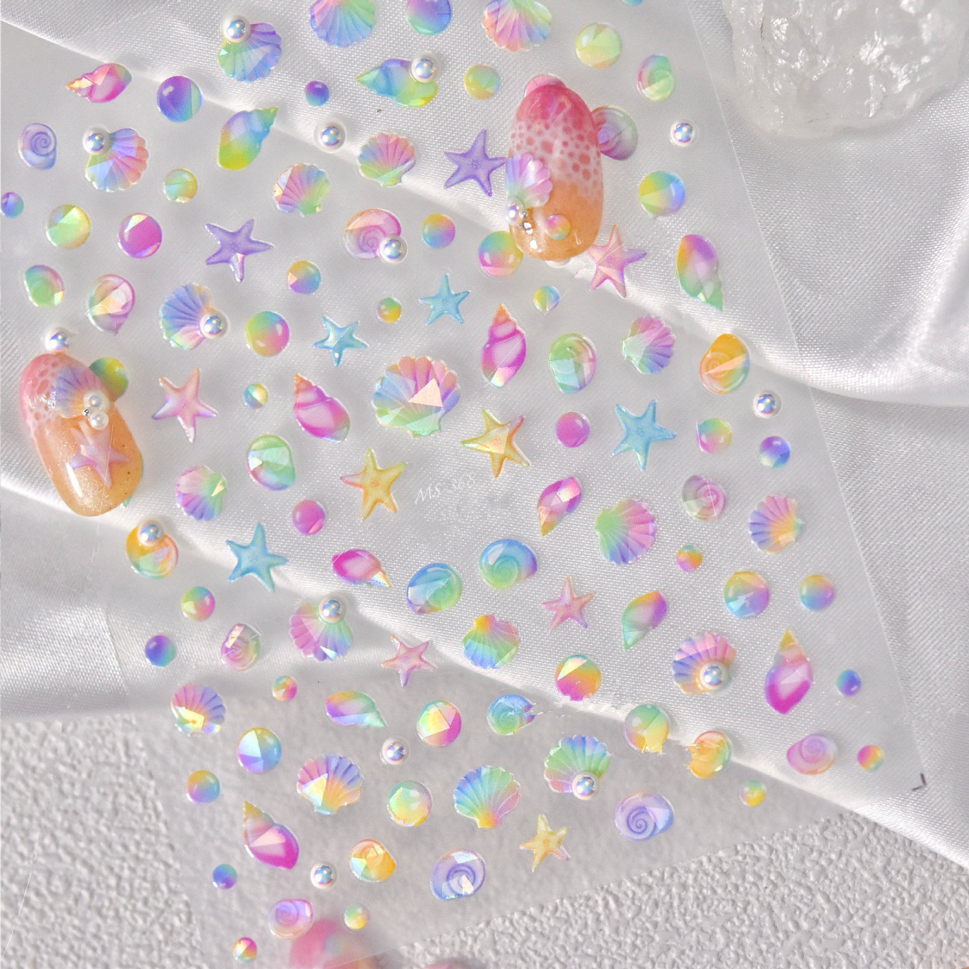 Colorful Shell Nail Art Stickers Adhesive Sea Conch Embossed Sticker Decals