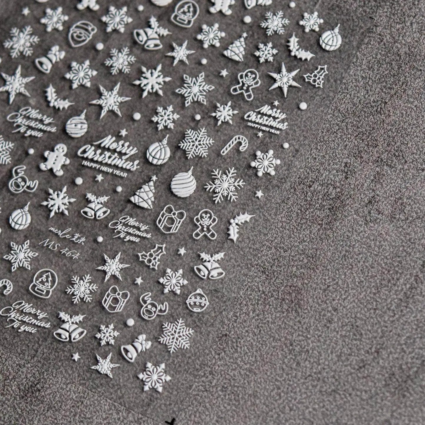 Metal Snowflake Nail Art Stickers Adhesive Embossed Laser Snowman Sticker Decals MS464 embossed