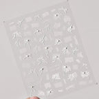 White Lace Bow Nail Art Stickers Adhesive Embossed Sticker Decals MS495 pearl