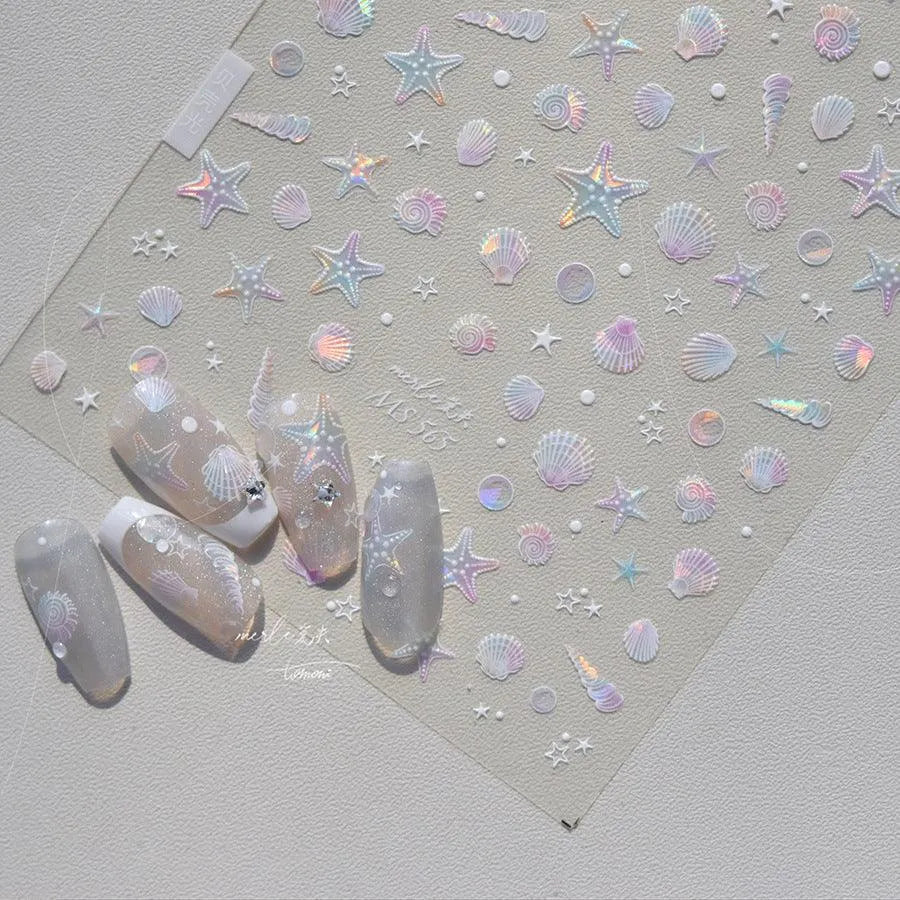 Shell Light Nail Art Stickers Adhesive Starfish Sticker Decals MS565