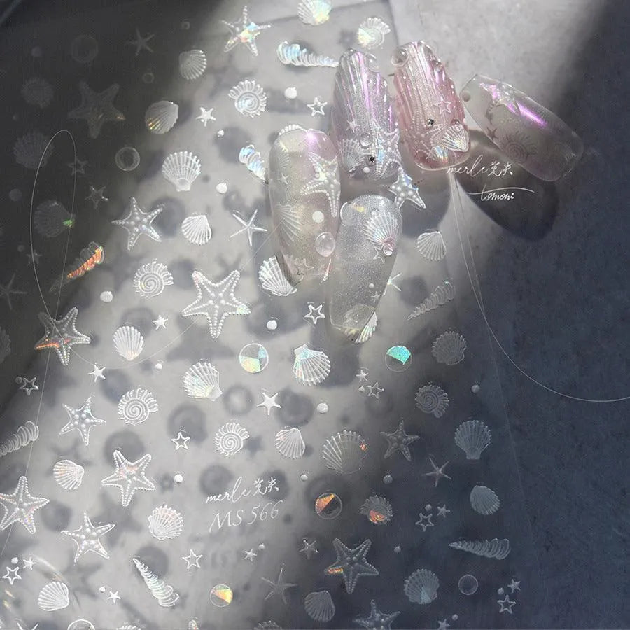 Shell Light Nail Art Stickers Adhesive Starfish Sticker Decals MS566