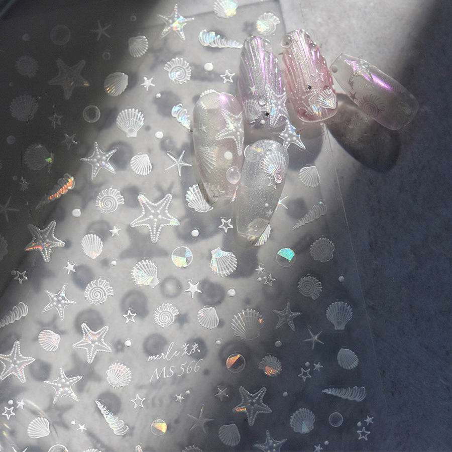 Shell Light Nail Art Stickers Adhesive Starfish Sticker Decals MS565