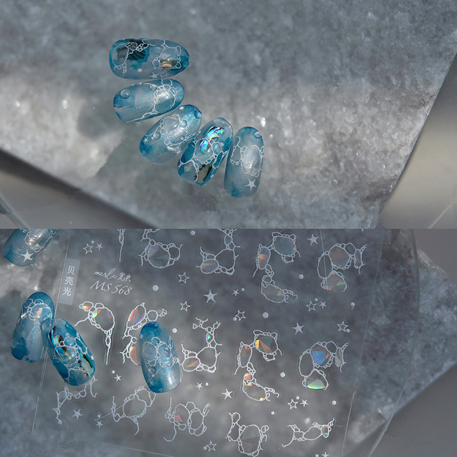 Aurora Light Bubble Nail Art Stickers Water Bubble Marble Decals MS567