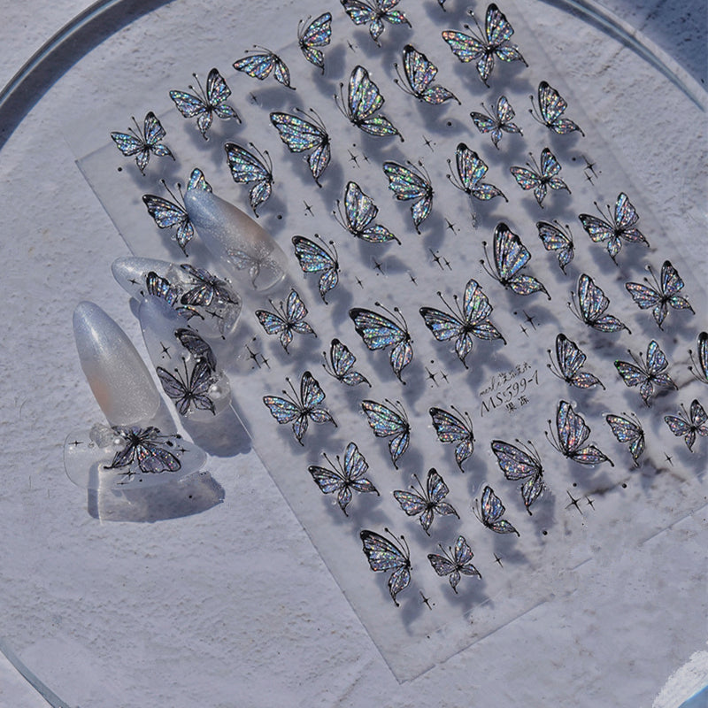 3D Butterfly Nail Stickers - Shimmer Glitter Fairy Wing Nail Art Decals 
