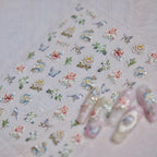 Retro Flower Nail Art Stickers Adhesive Rose Leaf Sticker Decals