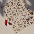 Nail Art Stickers Pink Leopard Bow Knot Adhesive Sticker Decals MS690
