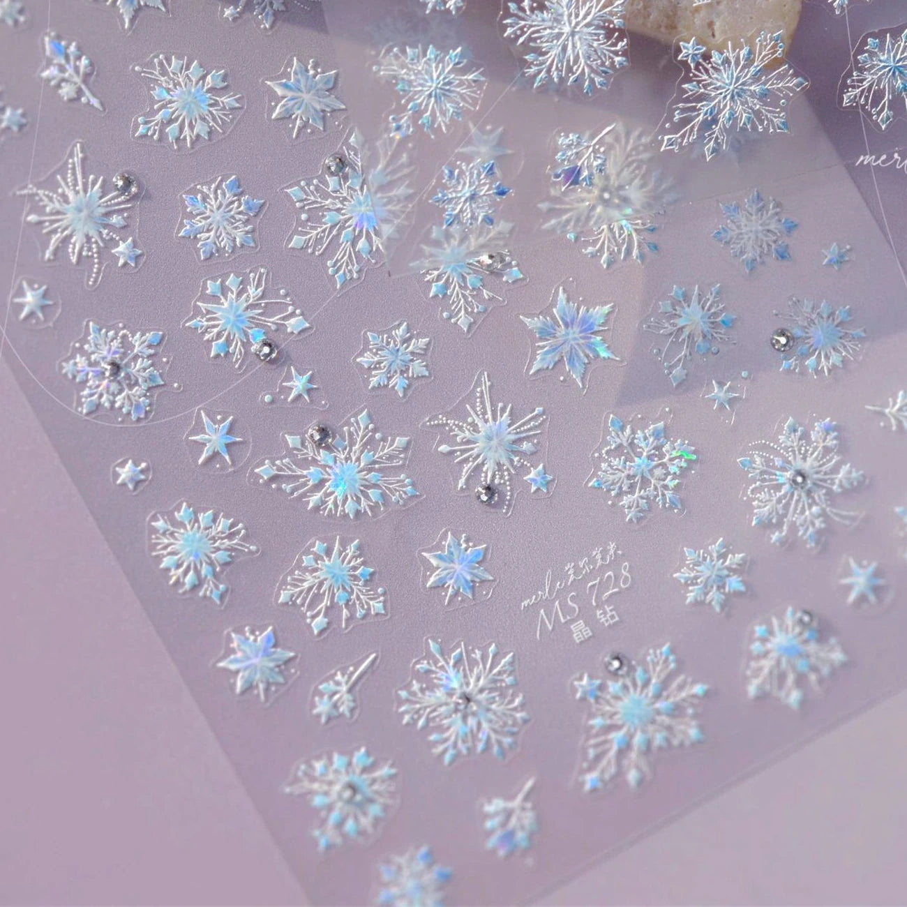Crystal Snowflake Nail Art Stickers Adhesive Winter Xmas White Snow Embossed Sticker Decals MS728