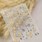 Vintage Gold Frame Gem Nail Art Stickers MS740