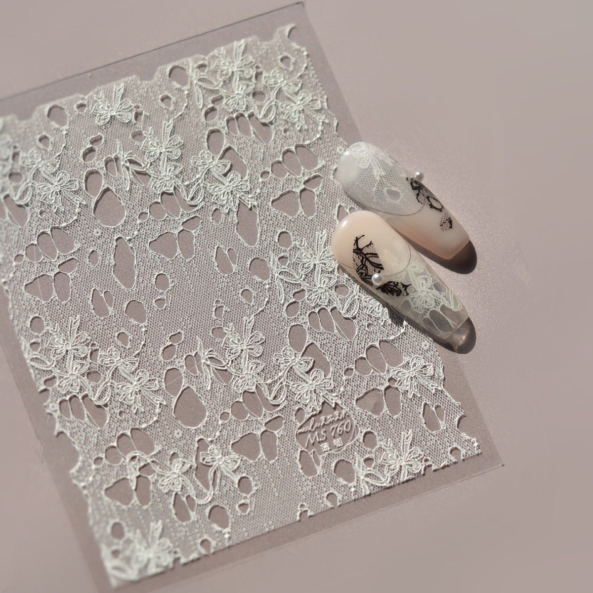 3D Vintage Lace Nail Stickers - Ethereal Netting Design Decals