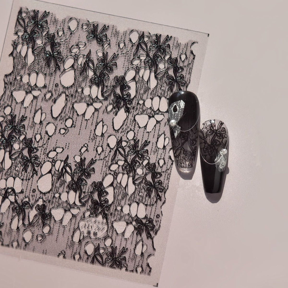 3D Vintage Lace Nail Stickers - Ethereal Netting Design Decals