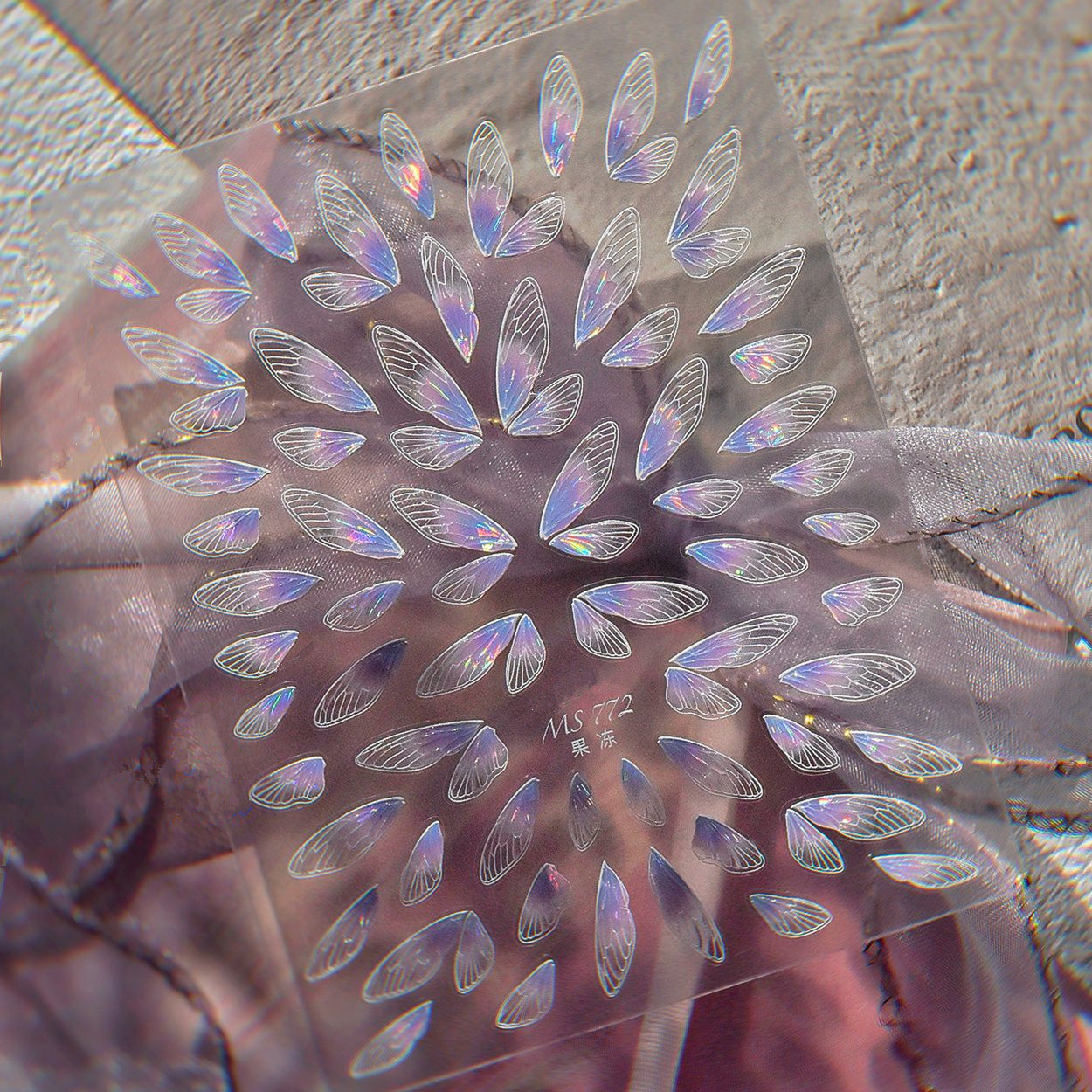 5D Holographic Fairy Wing Nail Stickers – Iridescent Butterfly Style 