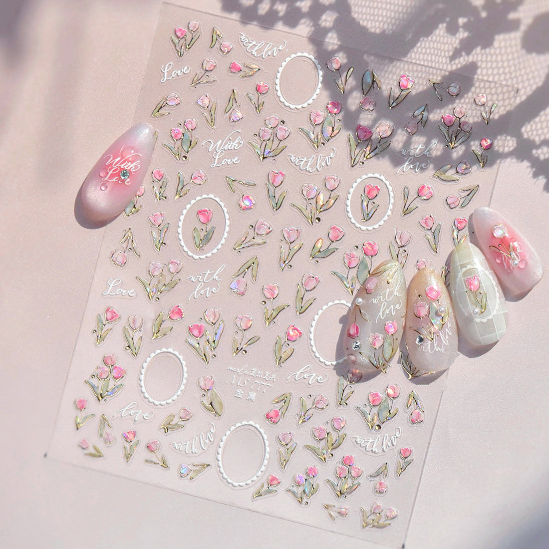 3D Aurora Tulip Nail Stickers Romantic Floral Decals