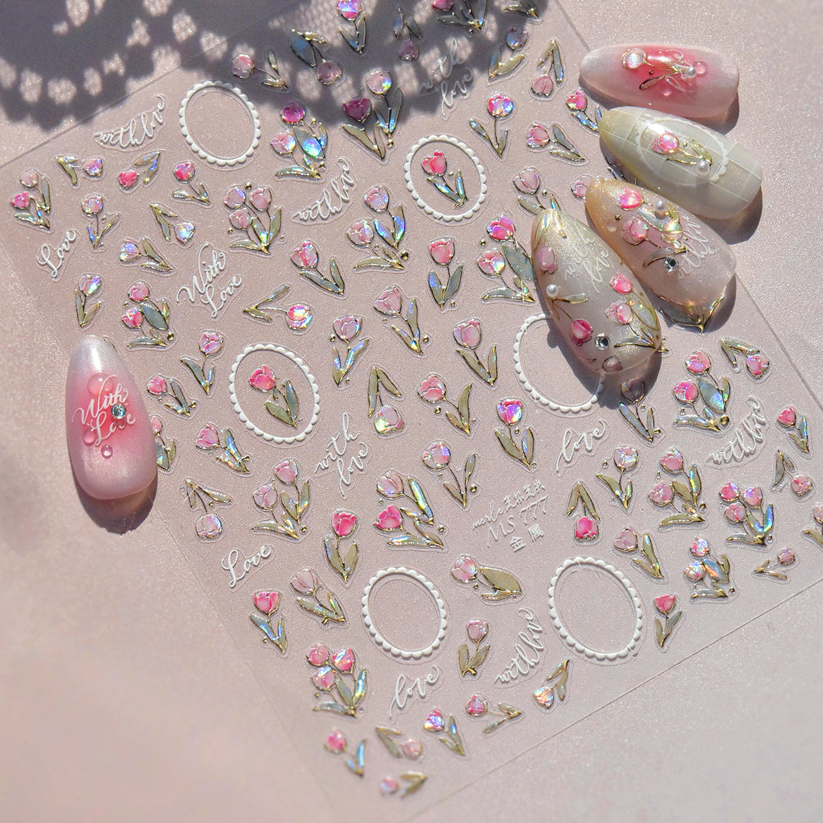 3D Aurora Tulip Nail Stickers Romantic Floral Decals