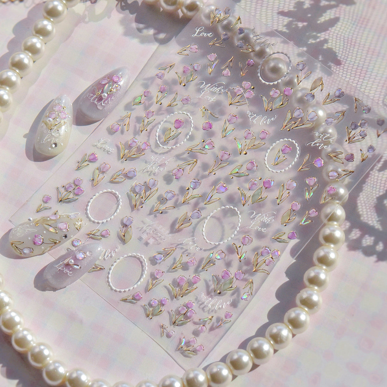 3D Aurora Tulip Nail Stickers Romantic Floral Decals