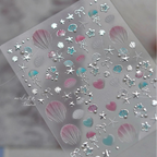 5D Ocean Nail Stickers – Gold & Silver Seashell, Starfish & Jellyfish Nail Art Decals MS805