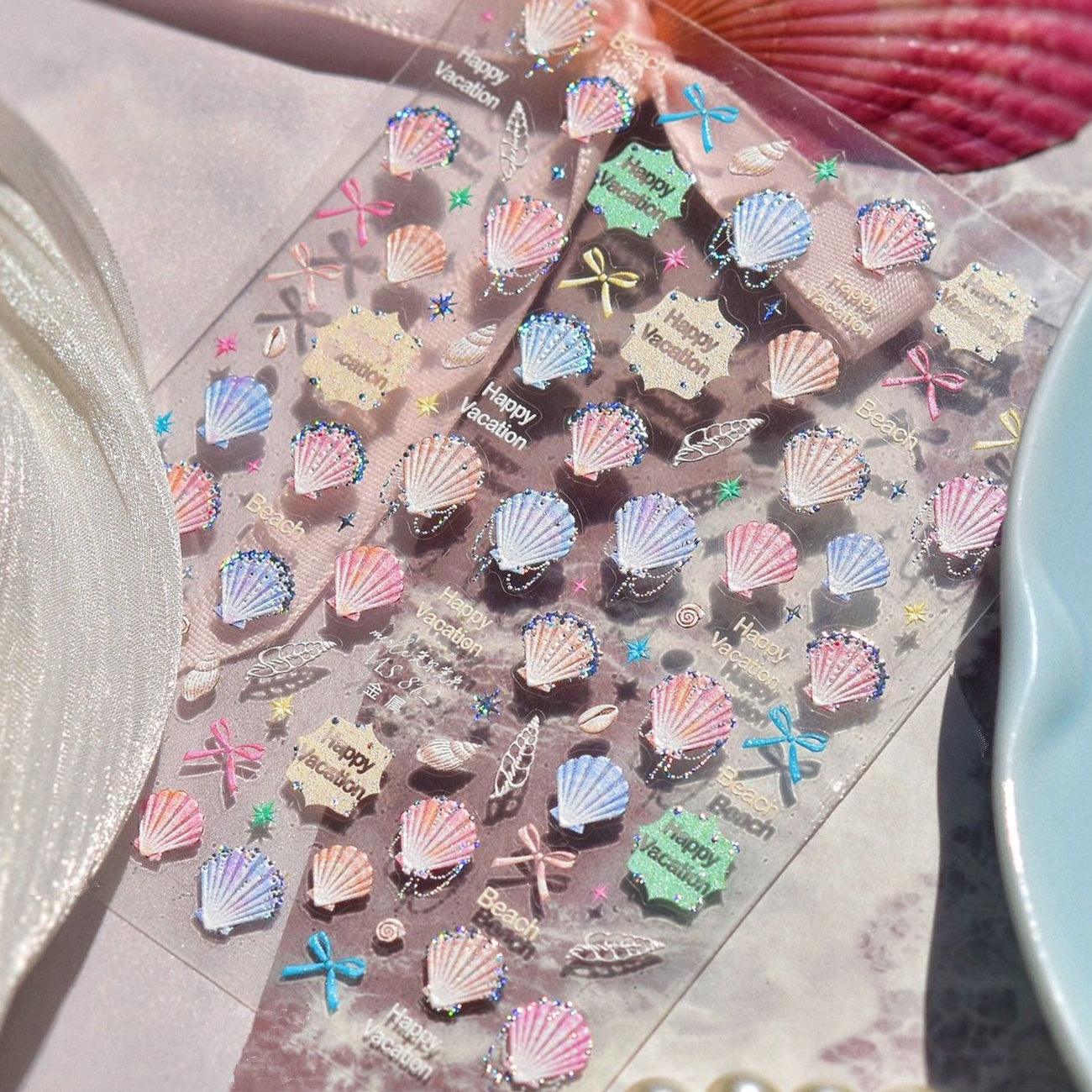 5D Seashell Nail Art Stickers – Summer Beach Theme Decals MS812